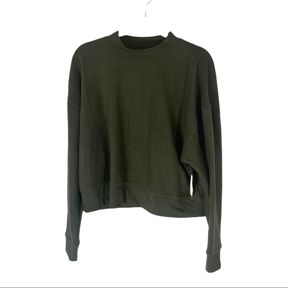 Abound Olive Night Mock Neck Long Sleeve Cropped Fleece Pullover Soft XL NEW.